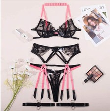 Lingerie Set with Lace Bow and Steel Ring One Set 
