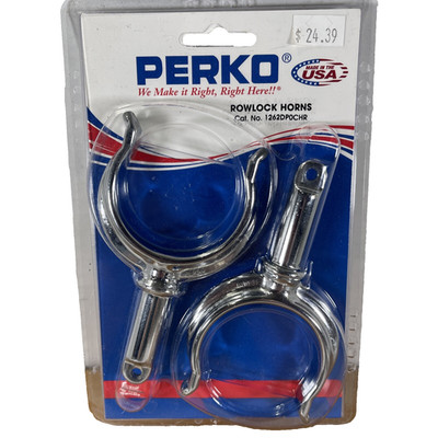NOS SEALED Perko #262DP0CHR Ribbed Type Rowlock Horns Chrome Plated