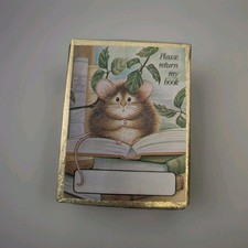 Vtg Antioch Library Mouse Bookplates 10 Labels Please Return 3"x 4" Ex Libris