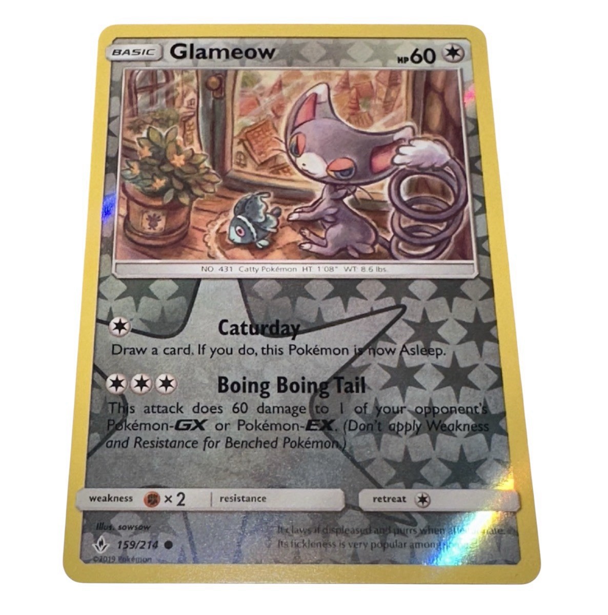 Glameow 159/214 Reverse Holo Common Unbroken Bonds Pokemon - Buy 3 Get 2 Free