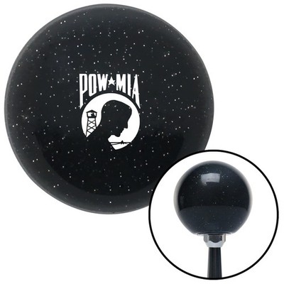 White Pow Mia Logo Black Metal Flake Shift Knob w/ M16x1.5 Insert Shifter Auto