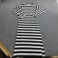 Calvin Tran Dress Womens M Black Striped Cotton Cowl Neck Long Sleeve Shift