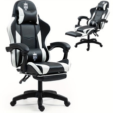 Gaming Chair Ergonomic Computer Chair w/ Footrest Lumbar Support Swivel Adjustab