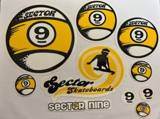 Lot of 10 Vtg Sector 9 Skateboard Sticker Ska...