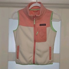 Vineyard Vines Girls White Pink Mint Full Zip Sherpa Fleece Harbor Vest MD 10/12