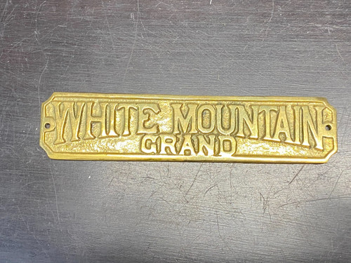 Original Antique WHITE MOUNTAIN GRAND Cast Brass Ice Box Nameplate