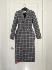  3750 BALENCIAGA 3D HOURGLASS PLAID DOUBLE-BREASTED WOOL COAT FR 34 US0 XXS XS