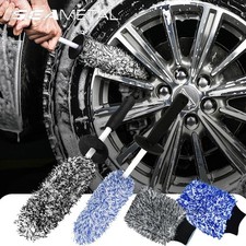 SEAMETAL Ultra Soft Microfiber Car Wheel Cleaning Brush Mitt Non-Slip Detailin