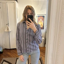 VINTAGE GEOFFREY BEENE WOMENS STRIPED COTTON BUTTON DOWN SIZE 8