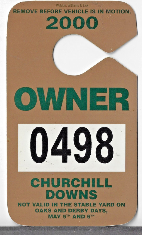 2000 CHURCHILL DOWNS HORSE OWNER WINDSHIELD HANGER