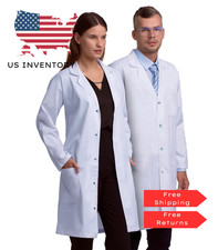 Unisex White Polycotton Lab Coat Medical Workwear Doctor Scientist Jacket