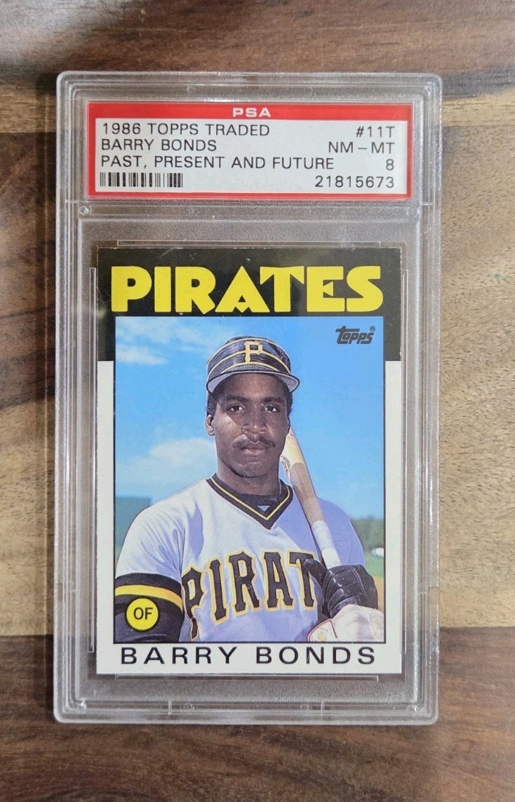1986 Topps Traded #11T BARRY BONDS Rookie Card / Graded PSA 8 Nm-Mt Centered view 1