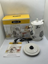 BELLA Electric Ceramic 1.2 L Tea Kettle Model KE7937-A White With Black Floral