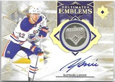 RAPHAEL LAVOIE  2023-24 UPPER DECK GOLD ULTIMATE EMBLEMS AUTOGRAPH ROOKIE