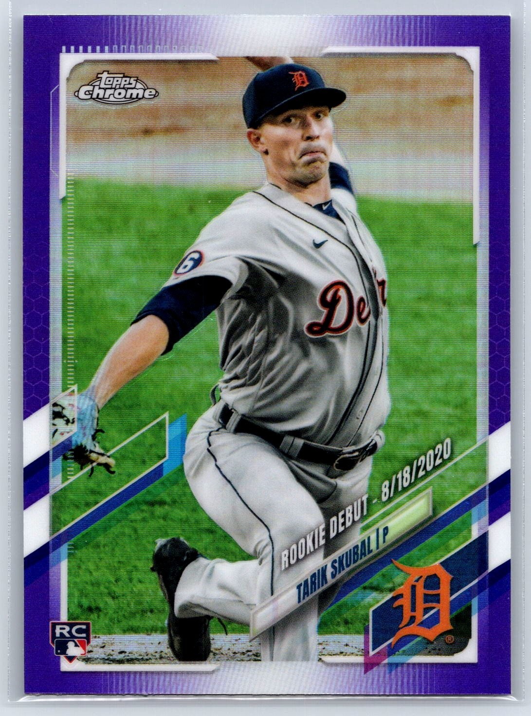 Tarik Skubal 2021 Topps Chrome Update Purple Refractor Rookie Debut Card #USC82