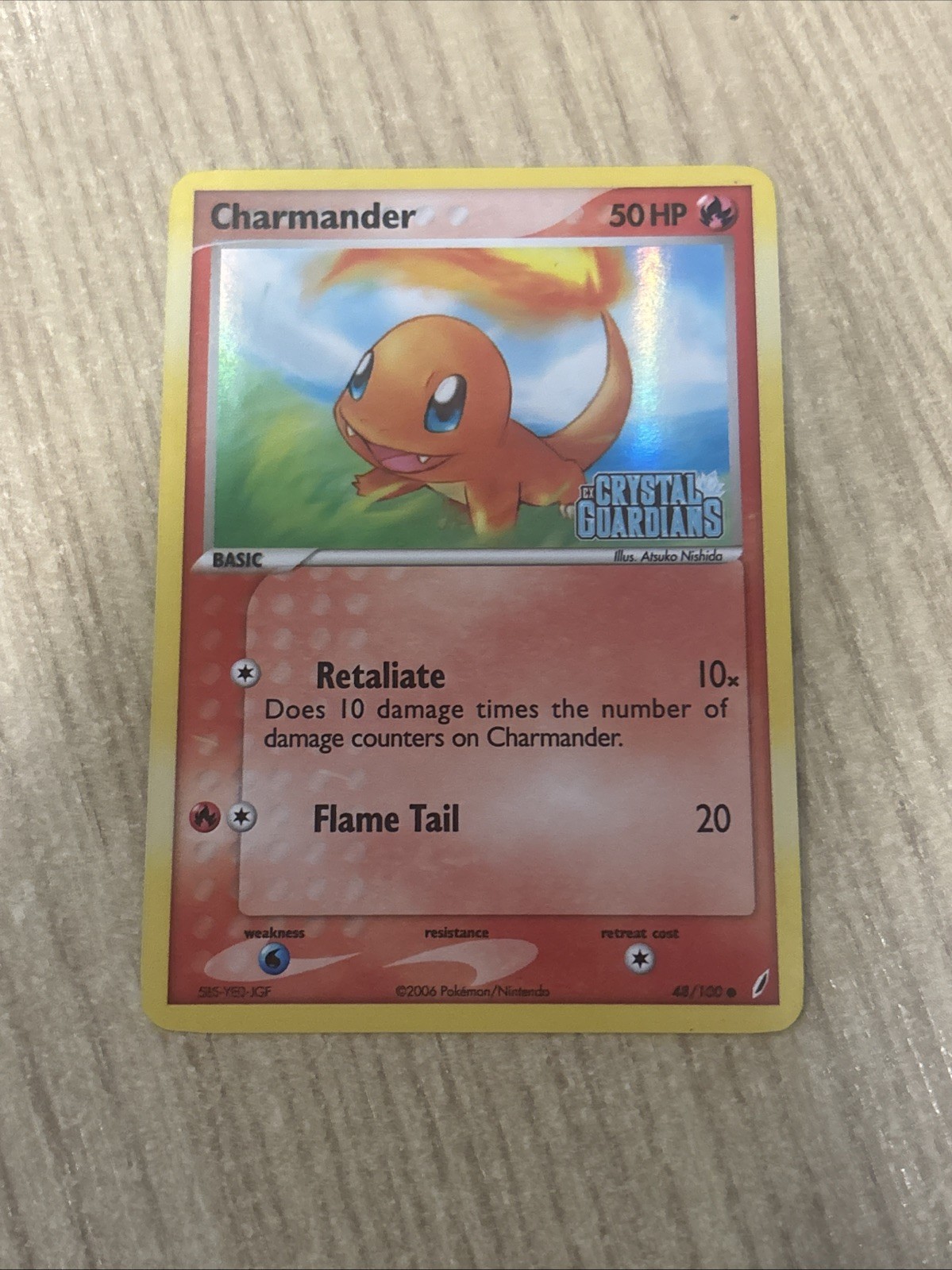 Charmander Crystal Guardians Pokémon TCG 48/100 Reverse Holo Near Mint Stamp