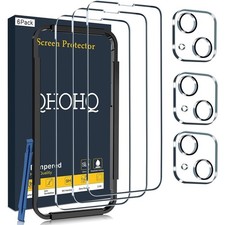 3 Screen and 3 Lens Protector Kit for iPhone 14 Plus Max 6.7" 9H Tempered Glass
