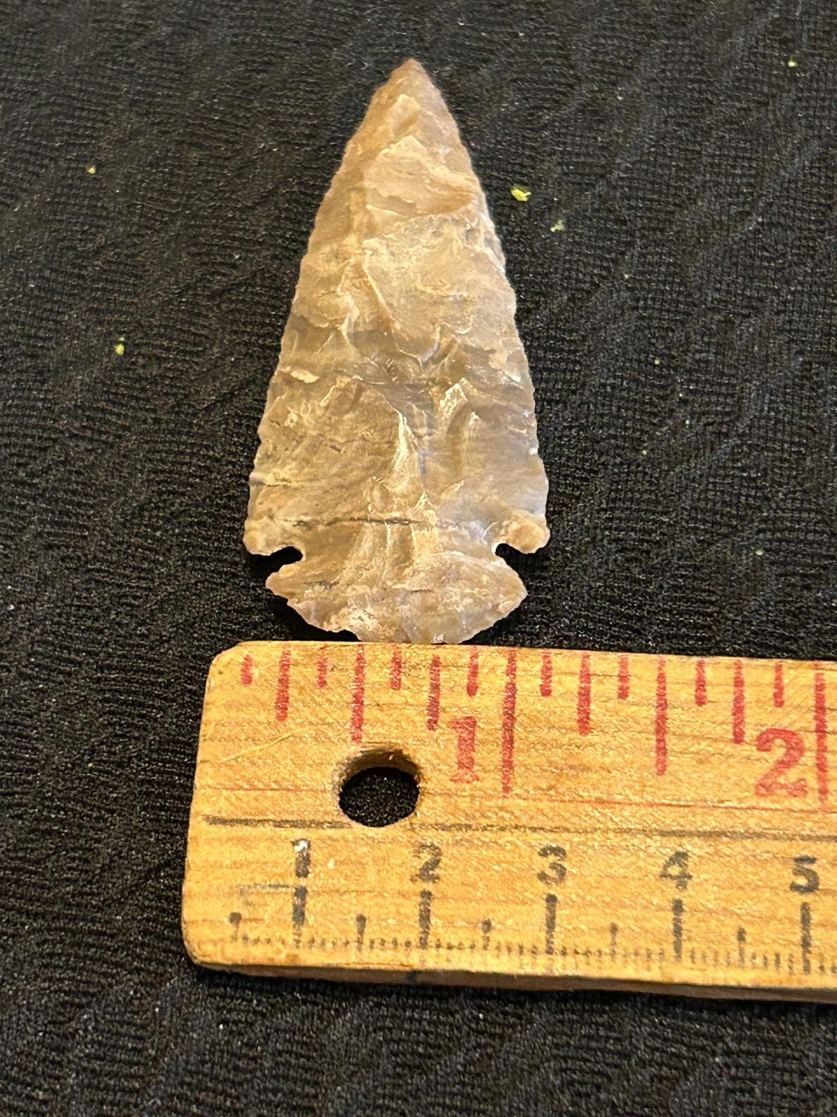 Unknown Location 2 3/8" × 1" Indian Arrowhead Artifact
