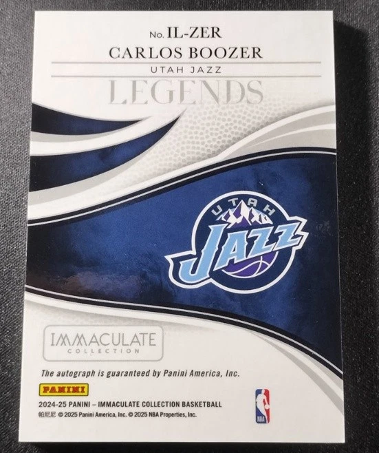 Carlos Boozer 2024-25 Panini Immaculate Collection Legends Auto 27/99 #IL-ZER - Image 2 of 2