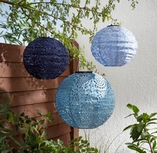 Sophie Robinson Set of 3 Solar Lanterns Multicolour Garden Outdoor Lighting UK