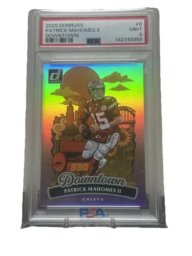 2025 Panini Donruss Downtown! SP #8 Patrick Mahomes PSA 9
