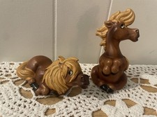 Horse Figurines 2 Piece Set, Vintage, Stamped On Base