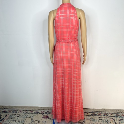 Maxi Vestido de Verano Chetta B para Mujer Talla 6 Coral Sin Mangas Cinturón Halter Nuevo - Imagen 5 de 10