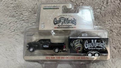 GreenLight Gas Monkey Garage 2014 Ram 1500 Enclosed Car Hauler 1:64 #32050