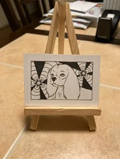 ACEO Original Art Painting Miniature card OOAK Mini ATC Dog Zentangle #361
