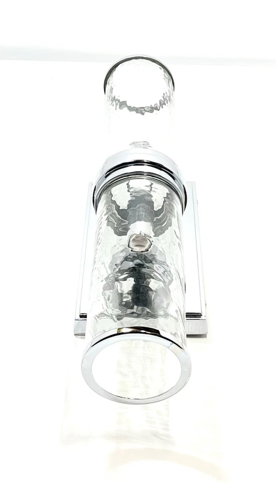 Arandela Cromada Pottery Barn Frey Dupla Martelada Vidro Sombras (2) Nova Reg $229 - Imagem 3 de 4