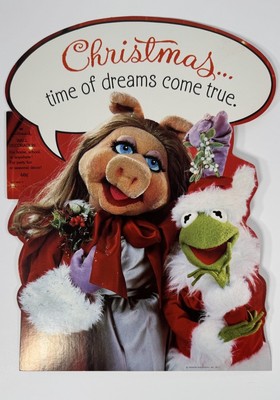 Vtg Die Cut Muppets Christmas Wall Decoration Miss Piggy Kermit 12  Hallmark