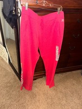 pink or bright coral colored victoria'a secret sweats size large BLINGY