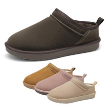 Women s Suede Mules Warm Plush Lined Slip On Clogs Memory Foam House Shoes