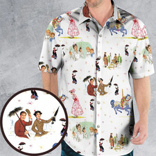 Vintage Mary Poppins Hawaiian Shirt,button down unisex adults S-5XL