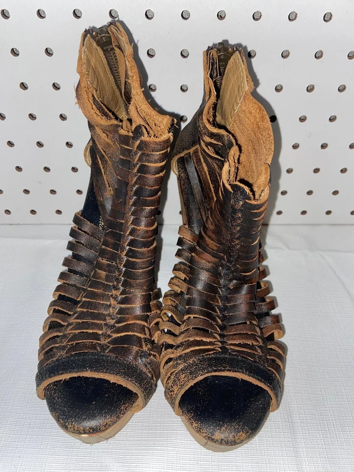 Sandalias Sbicca Colección Vintage Yani Huarache Cuero Madera Plataforma Talla 6 Foto 4 de 4