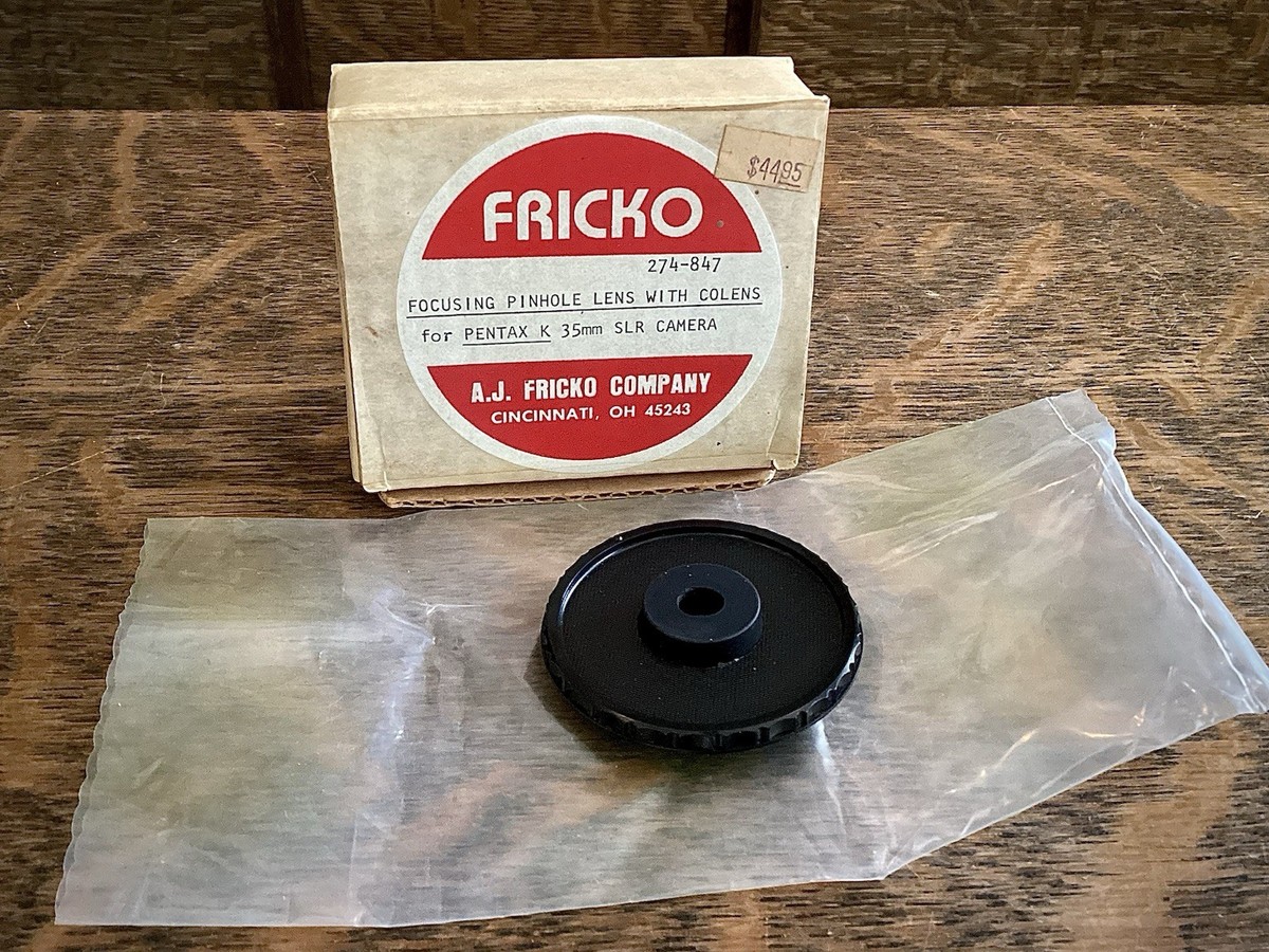 Lens Fricko Focusing Pinhole Colens Pentax K Mount SLR Camera Box