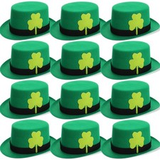12 Pack St. Patrick's Day Leprechaun Top Hat Green Leprechaun Velvet Hat with...