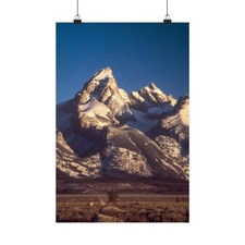 The Grand Teton Sunlit Mountain Range Wyoming Poster Landscape Wall Art