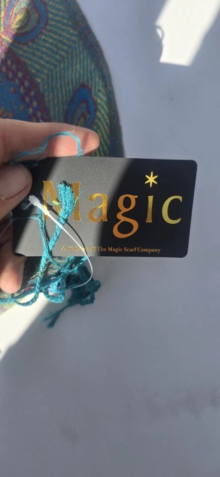 Vintage Peacock Feather Brocade Pashmina Magic Brand Scarf Wrap Shall - Image 2 of 3