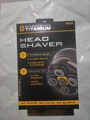 Microtouch Titanium Rechargeable Head and Face Shaver 5 Flexible Heads Black