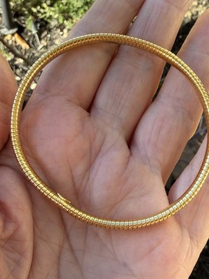 Designer John Rivers Signed Snake Flex Omega Gold Tone Bracelet