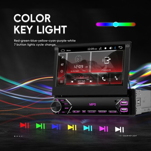 7" Autoradio Radio Single 1 DIN Flip Out Touchscreen MP5 Player USB Bluetooth - Bild 4 von 22