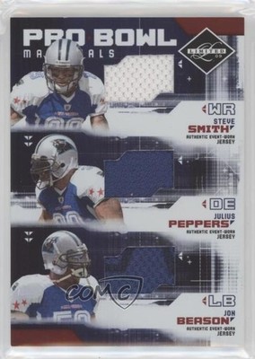2009 Donruss Limited Pro Bowl Materials Trios Steve Smith Julius Peppers 0f0h