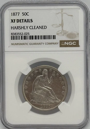 1877 S XF Details Seated Liberty NGC Silver Half Dollar