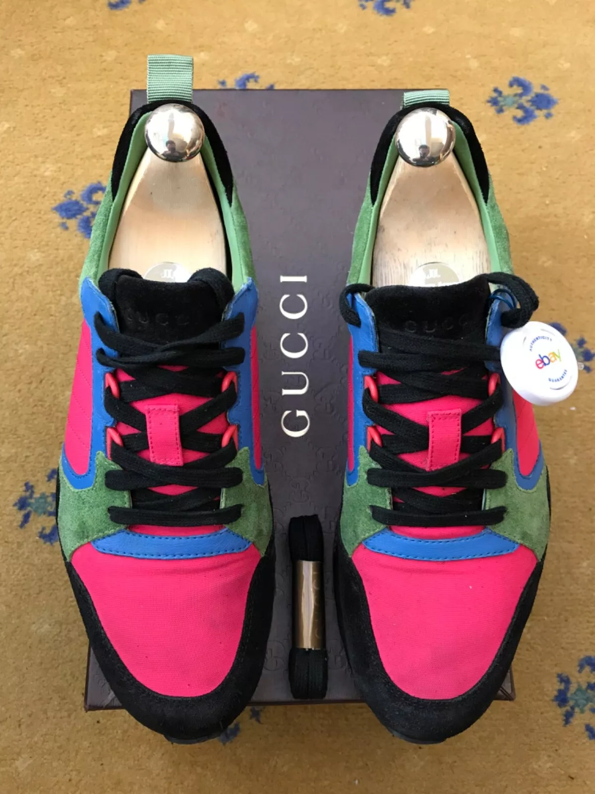 Gucci Trainer Baskets Chaussures Multicolore Bleu Rose Icaro Homme US 7 UK 6,5 40,5