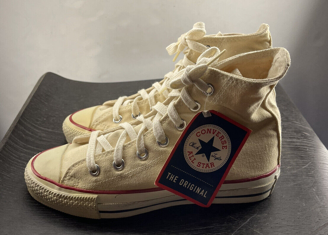 Vintage Converse All-Star Chuck Taylor Hi Top white Made In USA read description