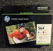Genuine HP Photosmart 564 4 Ink Cartridges Combo With 150 Photo Papers NOS