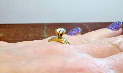 Anillo de compromiso solitario L@@K clásico real oro amarillo 14K talla 8,5 para mujer - Imagen 9 de 11