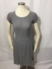Athleta Downtown Gray Pointelle Eyelet Cap Sleeve Sweater Dress XXS 2XS Nice!