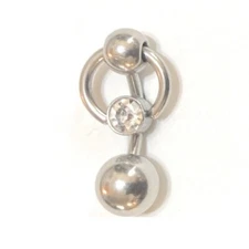 ALL LENGTH; Handcrafted Surgical Steel 14g Bevel Gem Ring VCH Slave Barbell.